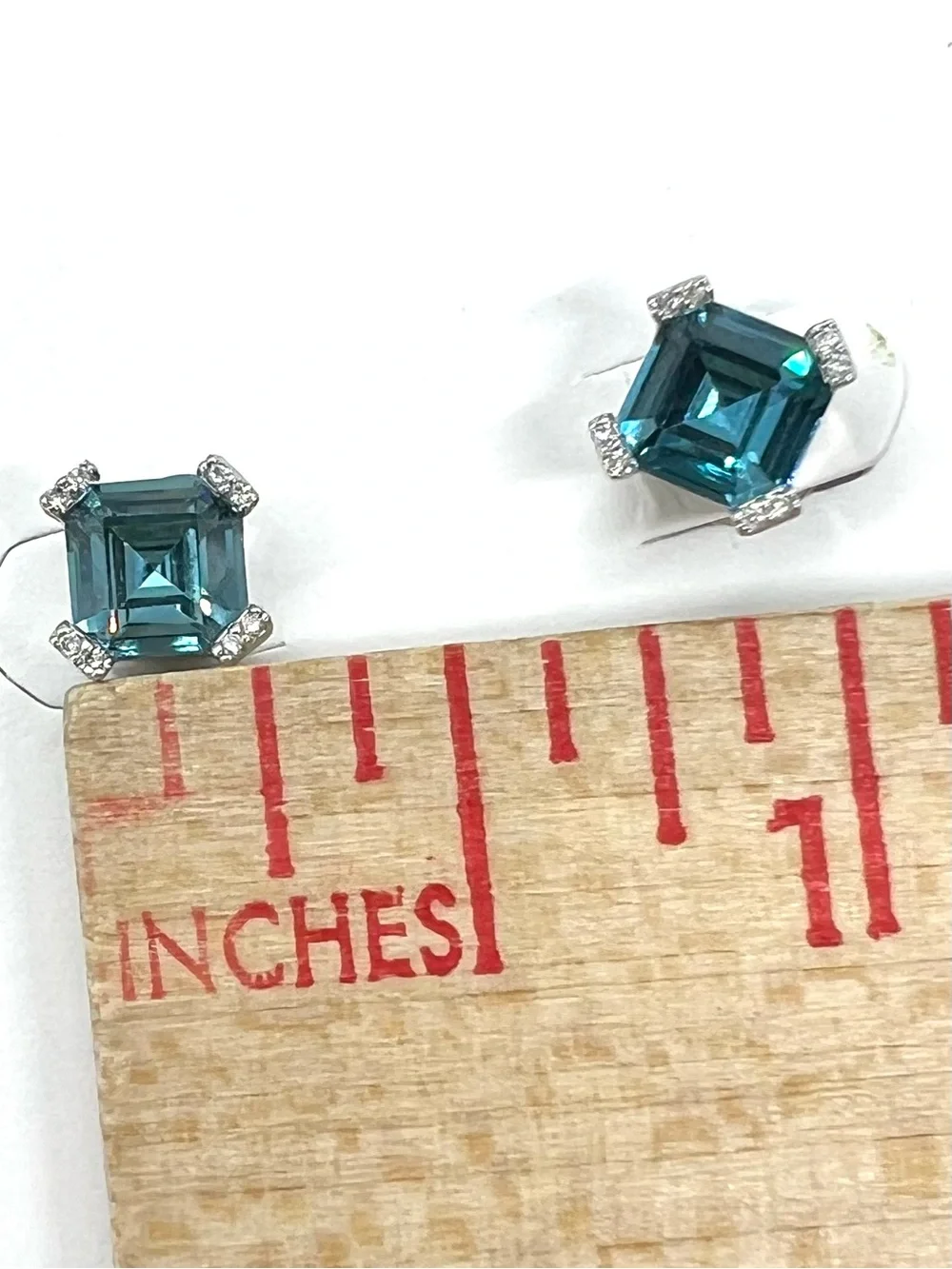 Kate Spade Dazzle Light Sapphire Blue CZ Square Stud Earrings NWT Box